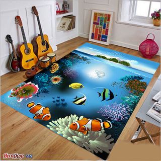 Thảm Lót Sàn 3D Kích Thước Lớn Chống Trượt Mẫu Mới Dày 80 x 120CM