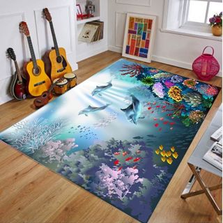 Thảm Lót Sàn 3D Chống Trượt Mẫu Đại Dương Kích Thước Lớn 60x90cm