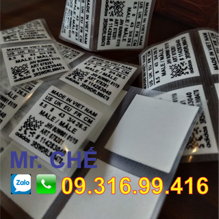 Tem mác tem mát tem size ép nhiệt trên giày dép balo túi xách