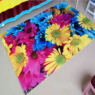 Thảm Lót Sàn 3D Chống Trượt Mẫu Hoa Dày Kích Thước Lớn 60x90cm