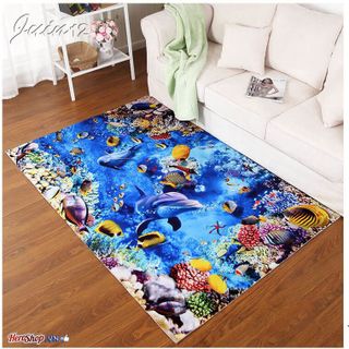 Thảm Lót Sàn 3D Chống Trượt Mẫu Hoa Dày Kích Thước Lớn 60x90cm