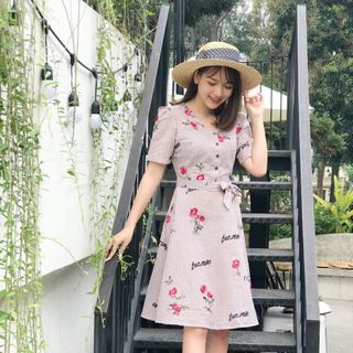 đầm xô thêu hoa mùa hè