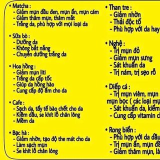 các loại mask tươi tự nhiên