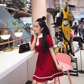 ĐẦM TIỂU THƯ TAY NGẮN PHỐI REN