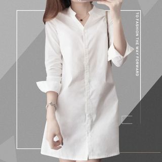 Đầm suông sơ mi trắng nhẹ nhàng xuống phố cá tính 131