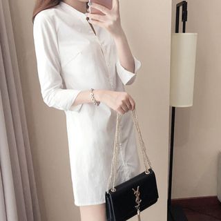Đầm suông sơ mi trắng nhẹ nhàng xuống phố cá tính 131