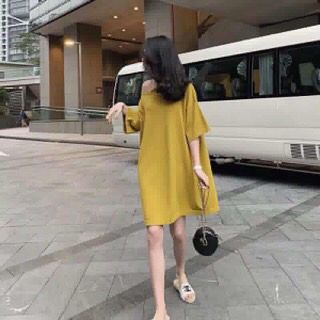 Váy thụng lệch vai 70 cân đồ về nha