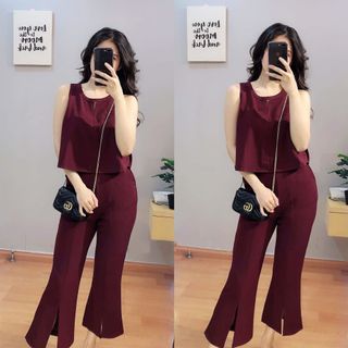 set bộ áo kèm quần ống loe thời trang