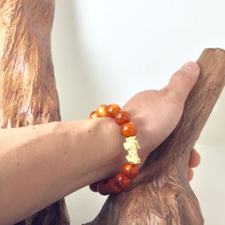 Vòng tay huyết long mix tỳ hưu bạc ta mạ vàng 18k