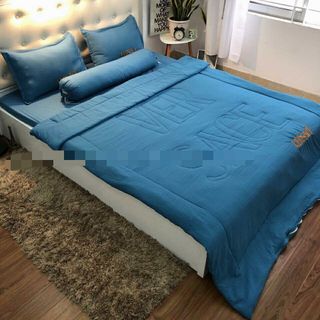 Bộ chăn ga gối đũi cotton mềm mịn kt 1m6x2m