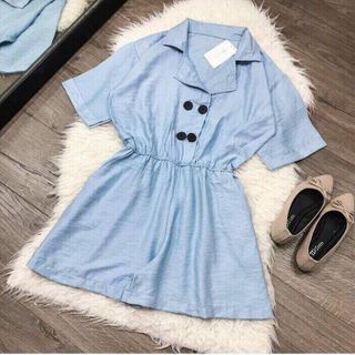 Jum Xanh Bẻ Cổ Đính Nút