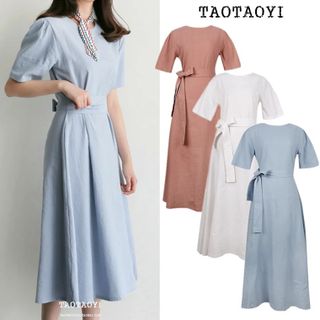 ĐẦM CỔ TRÒN KÈM DÂY BUỘC EO SANG TRỌNG