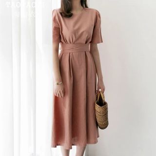 ĐẦM CỔ TRÒN KÈM DÂY BUỘC EO SANG TRỌNG