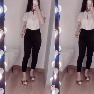 quần tây baggy đen phối nơ