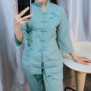 Mẫu đồ đi chùa cổ tàu xanh ngọcKÈM HÌNH THẬT