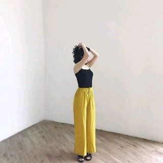 Quần ống xuông vait đũi giấy