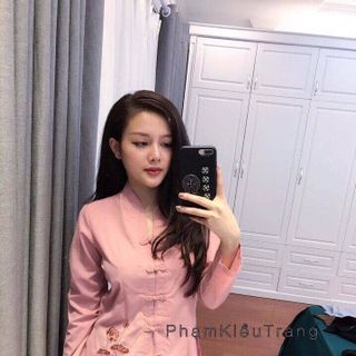 Mẫu đồ đi chùa bà lai màu hồng baby