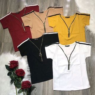 Áo viền khoá V cổ buô sỉ