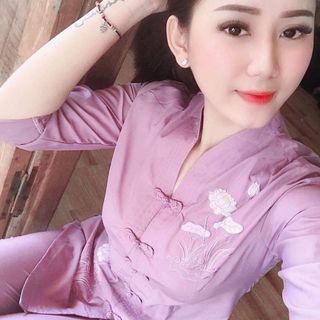 Mẫu đồ đi chùa bà lai màu tím ruốc KÈM HÌNH THẬT