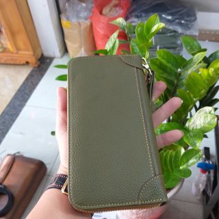 VÍ CẦM TAY DA BÒ VÂN HẠT - 1 SÉC KÉO