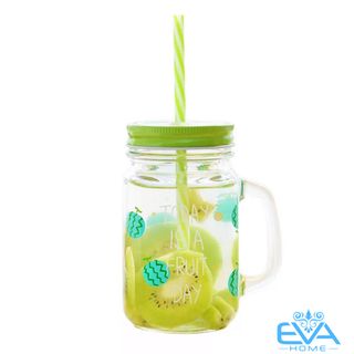 Bộ 4 Ly Quai Thuỷ Tinh In Hình Trái Cây 450 Ml