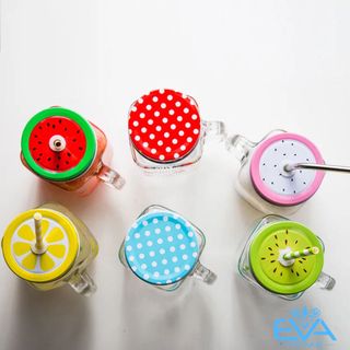 Bộ 4 Ly Quai Thuỷ Tinh In Hình Trái Cây 450 Ml