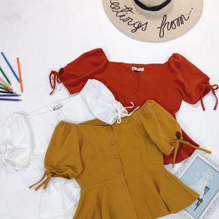 ÁO KIỂU PEPLUM TAY CỘT NƠ