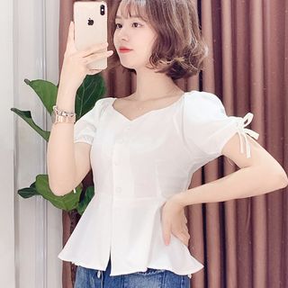 ÁO KIỂU PEPLUM TAY CỘT NƠ