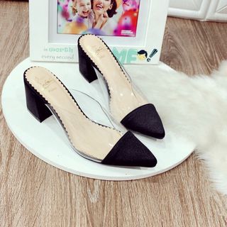 Dép gót vuông mika phối