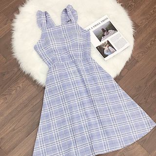 đầm caro chéo lưng xinh