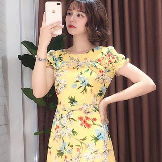 ĐẦM HOA ĐUÔI CÁ TAY NGẮN