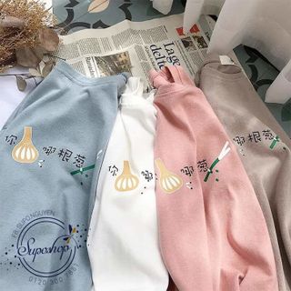 ÁO THUN TAY LỠ NAM NỮ CỦ TỎI