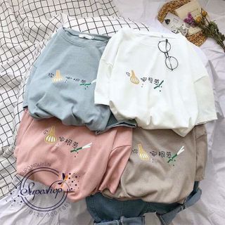 ÁO THUN TAY LỠ NAM NỮ CỦ TỎI