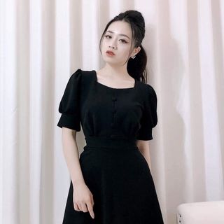 đầm nút bọc 3 màu thời trang