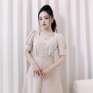 đầm nút bọc 3 màu thời trang