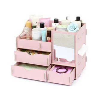 Kệ Gỗ Đựng Mỹ Phẩm 3 Ngăn Có Gương Cỡ Nhỏ