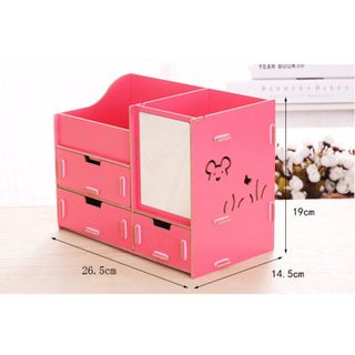 Kệ Gỗ Đựng Mỹ Phẩm 3 Ngăn Có Gương Cỡ Nhỏ