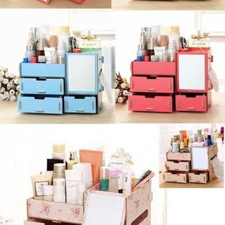 Kệ Gỗ Đựng Mỹ Phẩm 3 Ngăn Có Gương Cỡ Nhỏ