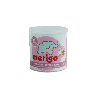 Tăm bông trẻ em Merigo 330 que/hộp tròn
