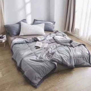 Chăn hè cotton đũi màu xám đen
