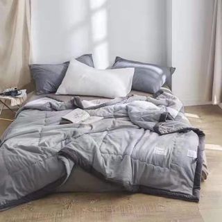 Chăn hè cotton đũi màu xám đen