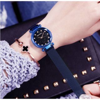 ĐỒNG HỒ NỮ DÂY NAM CHÂM LỤA MSTIANQ MS1 CHẤM TRÒN THỜI TRANG