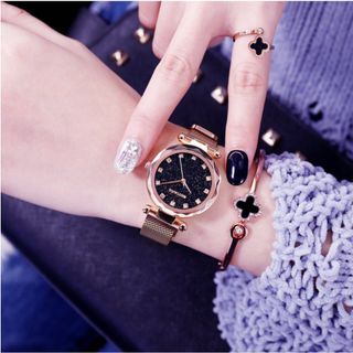 ĐỒNG HỒ NỮ DÂY NAM CHÂM LỤA MSTIANQ MS1 CHẤM TRÒN THỜI TRANG