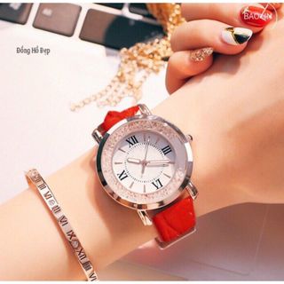 ĐỒNG HỒ NỮ DÂY DA QUART 093 ĐÁ XOAY