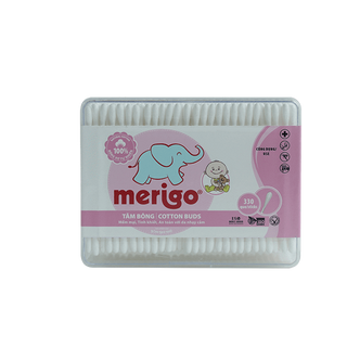 Tăm bông trẻ em Merigo 330 que/hộp chữ nhật