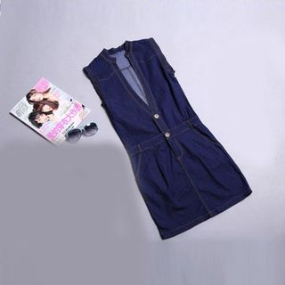 Đầm Jean Body Cổ V Sát Nách