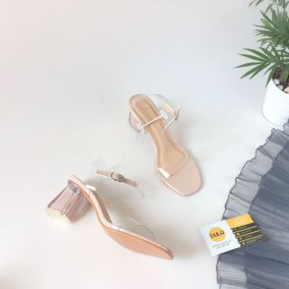 Giày Sandal cao gót trong sơn 7 phân quai trong