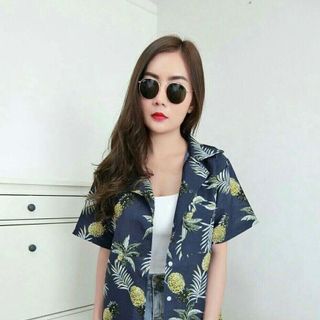 Áo sơmi đũi hoa lá cành
