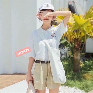 Áo thun cổ thêu dâu