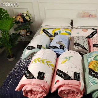 Chăn Cotton Đũi Hoa